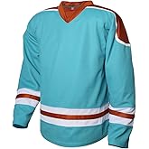 Rioofinx Mens Blank Ice Hockey Jersey Long-Sleeved Practice Hockey Jersey,S-3XL