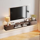FurniNova Floating TV Stand,59'' Wall Mounted TV Console,Floating TV Shelf,Wall TV Cabinet,Floating Entertainment Shelf,Walnut