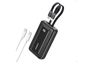 Anker Zolo Power Bank, 10,000mAh 30W Max Fast Portable Charger with Built-in USB-C and MFi Certified Lightning Cables, USB-C&A, Battery Pack for iPhone 16/15 Series, MacBook, Galaxy (Black)