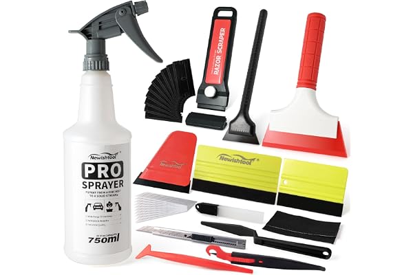 NEWISHTOOL Profi Window Tint Kit Vinyl Wrap Tool, Car Window Tint Tools Felt Squeegee for Vinyl, Sprayer Bottle, Micro Tuckin