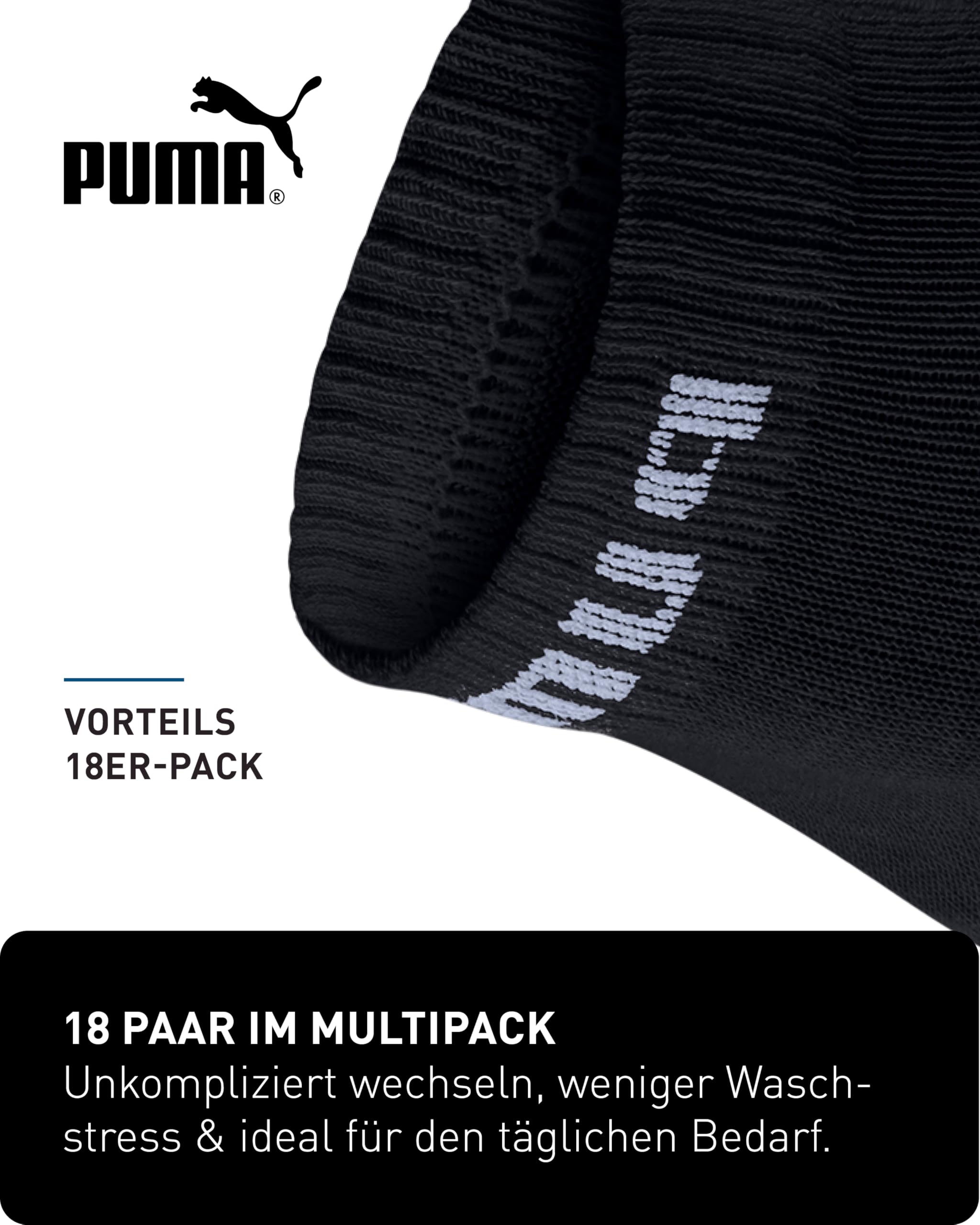 PUMA Quartersocken 18 Paar Pack Statement Edition - Damen und Herren - Black Green Pack - Gr. 39-42 7