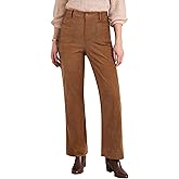 GRAPENT Corduroy Pants Women High Waisted Wide Leg Trendy Patch Pocket Fall Winter Dressy Casual Elastic Waist Trousers