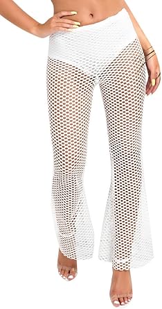 mesh flared trousers