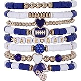 KUANG! Game Day Football Charm Bracelet Stackable Sports Jewelry for Moms Dads Football Fans Gifts