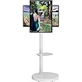 Mount Plus PL-46TW Tilt Landscape to Portrait Vertical Rotation Mobile TV Stand for 37" to 86" Flat Screens | Height Adjustable | Max 110 LBS | VESA 600x400 mm | Pegboard Pane for Media Player