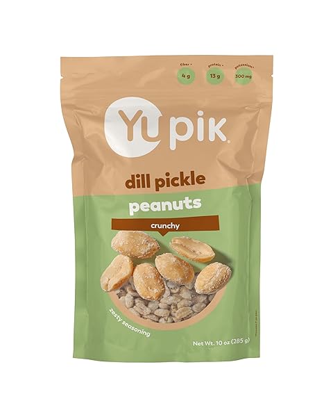 YUPIK DILL PICKLE PEANUTS, 10 OZ, CRUNCHY SAVORY SNACK, MADE WITH NATURAL INGREDIENTS, SEASONED PEANUTS WITH DILL PICKLE, PERFECT FOR PARTY & GAME NIGHT, PROTEIN SNACKS, SOURCE OF FIBER