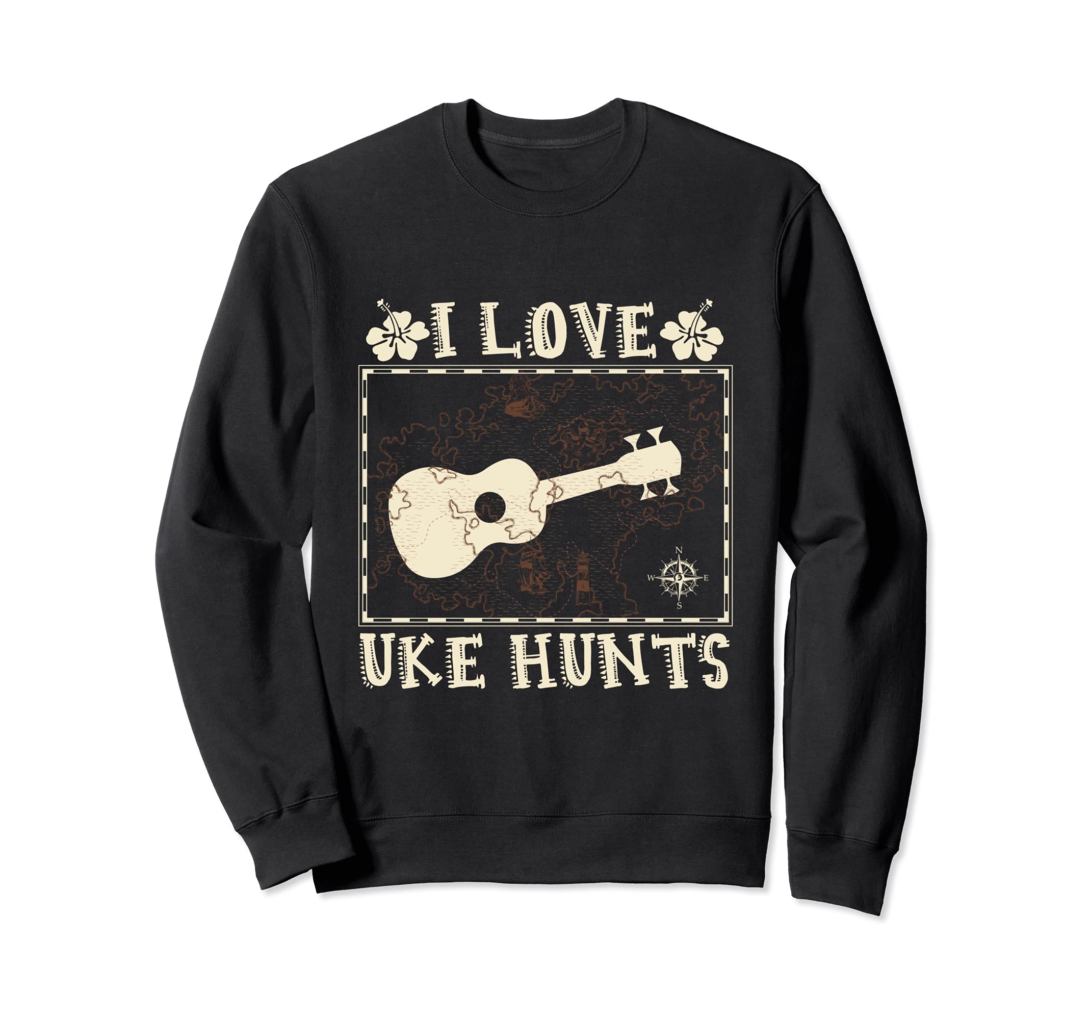 I Love Uke Hunts Hawaiian Musician Hawaii Acoustic Guitar Sweatshirt