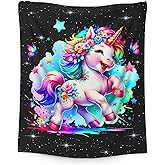 PAKKITOP Kids Blankets, Unicorn Throw Blanket Gifts for Girls Age 6-8 Unicorn Lovers, 40x50 Inches Cute Blanket Gift for Daughter Niece on Sofa Couch Bed