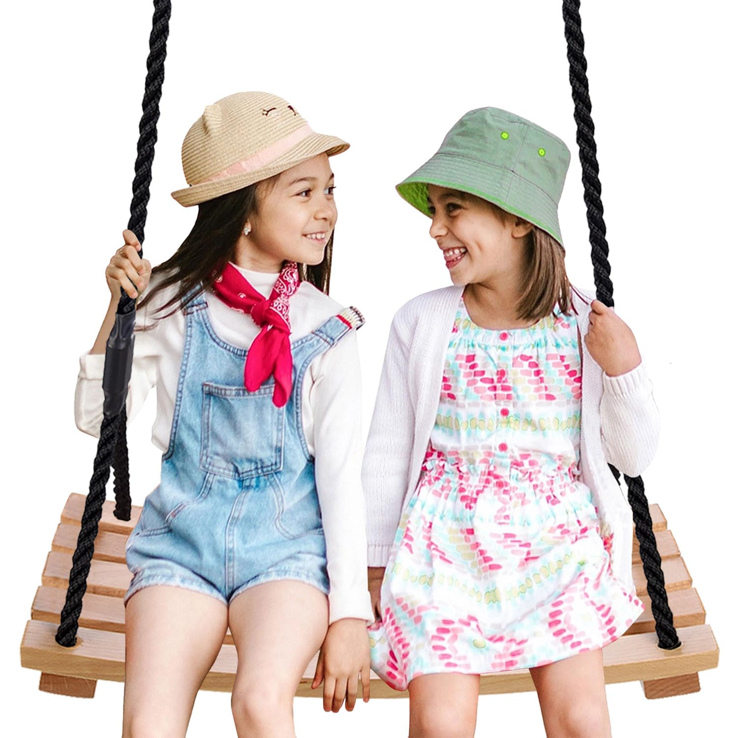 Kugooyi Swing Outdoor - Wooden Swing Seat Adults Children Garden Playground Swing with Adjustable Rope for Indoor Outdoor (65 * 30cm)