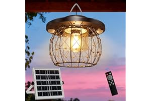 Auzev Solar Gazebo Light with 2 Motion Sensors, 3000LM Battery Operated Chandelier with Remote, 3 Color Temps, Daytime Available Outdoor Lantern for Gazebo, Patio, Pergola, Porch, Garden (16.4FT Cord)