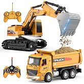 Remote Control Excavator Dump Truck Set, RC Construction Toy for Boys 3-12 | 1:20 Scale, Parent‑Child Interactive Toy, Ideal Holiday Reward Gift For Young Kids, Educational Birthday Christmas Gift