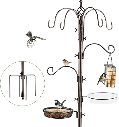 Urban Deco Bird Feeding Station with Multi Hooks and Bath Tray