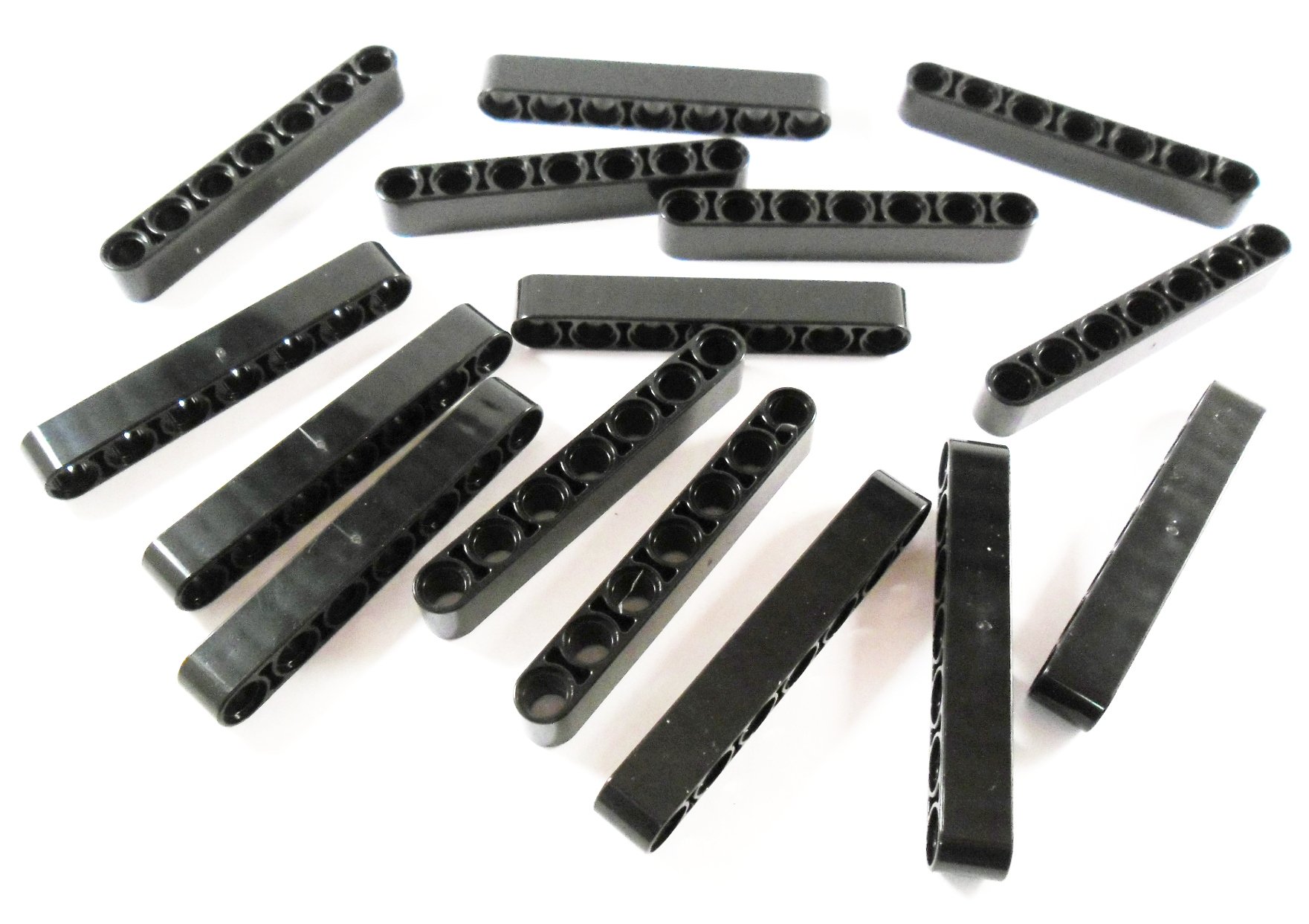 LEGO TECHNIK '15 x Technic Lift Arm 1x7 Knobs in Black.