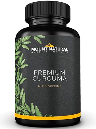 Mount Natural Curcuma Kapseln Hochdosiert, Vegan. Kurkuma Pulver + 95% ig Curcumin Extrakt (Entspricht Ca. 10.000mg/Tag) + Bi