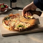 Marcellin Pizza Axe: Stainless Steel Blade Pizza Cutter, Acacia Handle | Serious Slice Cutter, Straight-Line Rocking Cut, Ergonomic Handle, Sheath Included, 8.4 x 5.11 Inches, 1.94 Pounds