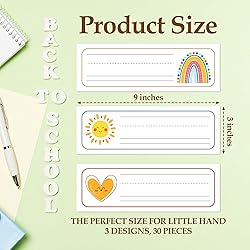30 Name Tags for Classroom Cubbies, 3x9 in Rainbow