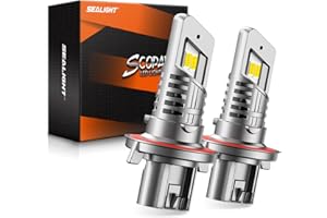 SEALIGHT 9008/H13 Bulbs Hi/Low Beam, 900% Super Brighter, 1:1 Size Fog Lights, 6500K Cool White, 60000Hrs Long Service Life with Cooling Fan, 3MIN Play and Plug, Pack of 2