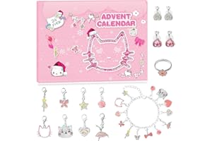 MANAROR Advent Calendar 2025 Christmas Countdown DIY Cute Cat Charms Bracelet Fashion Christmas with Bracelets Necklace and 22 Unique Charms Jewelry Set for Girls, Teens,Women,Adults