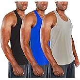 DEVOPS 3 Pack Men's Y-Back Dry Fit Muscle Gym Workout Tank Top