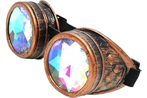 UMBRELLALABORATORY Rave Kaleidoscope Goggles Vintage Steampunk Glasses Rainbow Diffraction Lenses