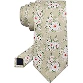 LJBFNN Floral Ties for Men 2.56" Colorful Mens Skinny Tie Cotton Neckties for Wedding Party Graduation