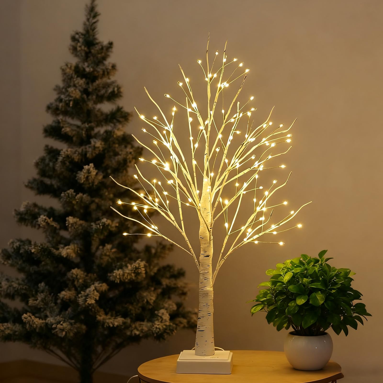 Photo 1 of 144 LED Birch Tree Lights,Tabletop Bonsai Fairy Light Spirit Tree,DIY Artificial Tree Lamp with Timer USB/Battery Powered for Bedroom Christmas Home, Wedding, Holiday Decor (Warm White)