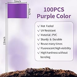 Zozen 100Pack Purple Marking Flags, Writable