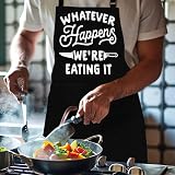 LINEN CLOSET BBQ Apron for Men Funny Grilling Apron with 2 Pockets, Polycotton view 2