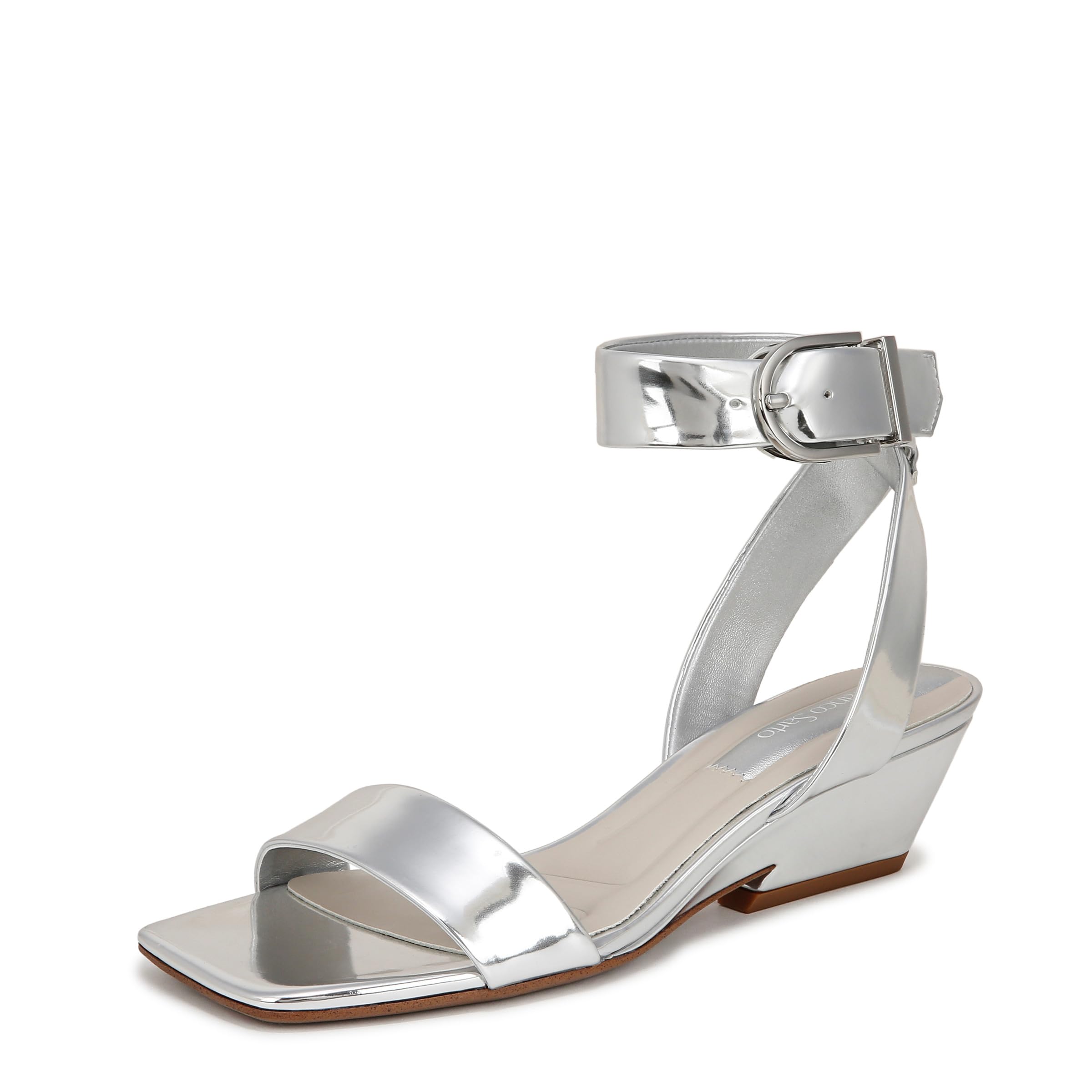 Franco Sarto Womens Savini Heeled Sandal Silver 5 M