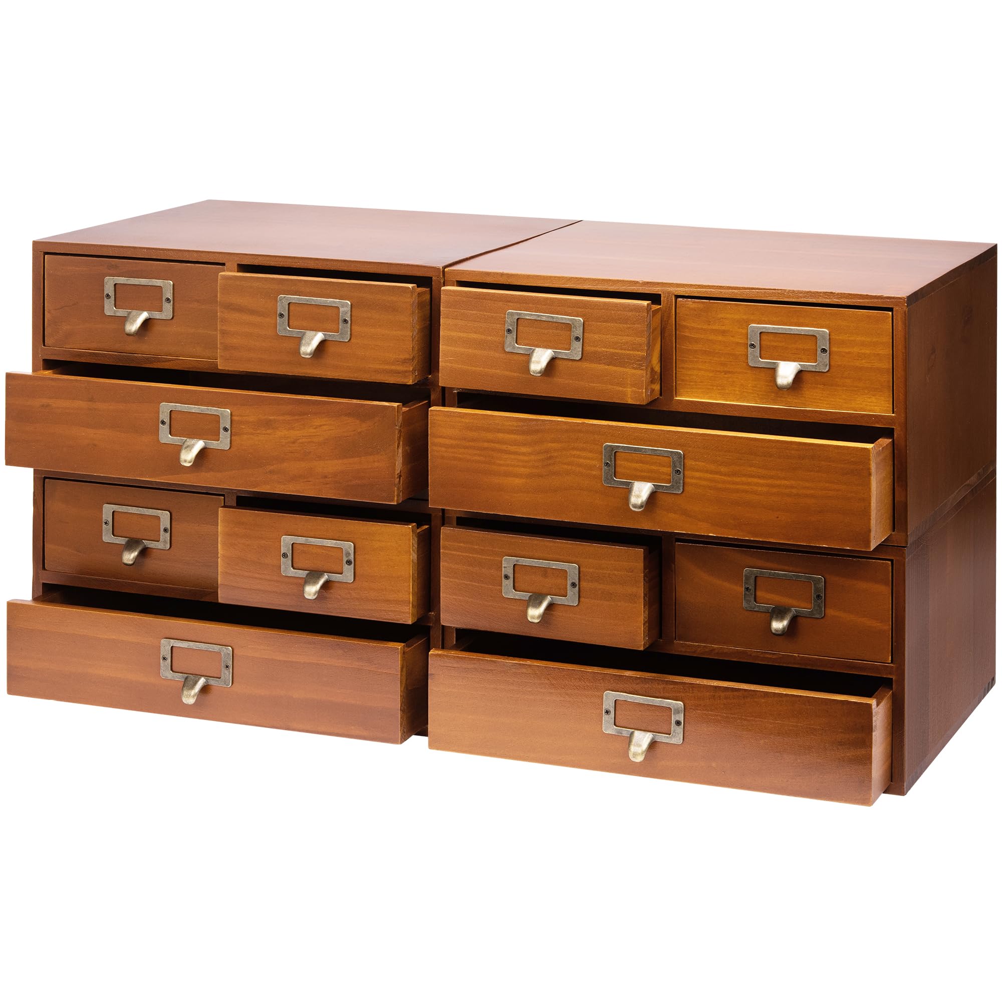 4-Pack Vintage Desktop Apothecary Cabinet w/ 3 Drawers - Wood Medicine ...
