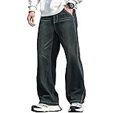 QGRSWBC Men's Baggy Jeans Loose Fit Denim Pants Wide Leg Ripped Jeans Y2K Clothes Streetwear