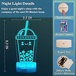 POSSHE Boba Lamp, Boba Gifts, Boba 3D Night Light