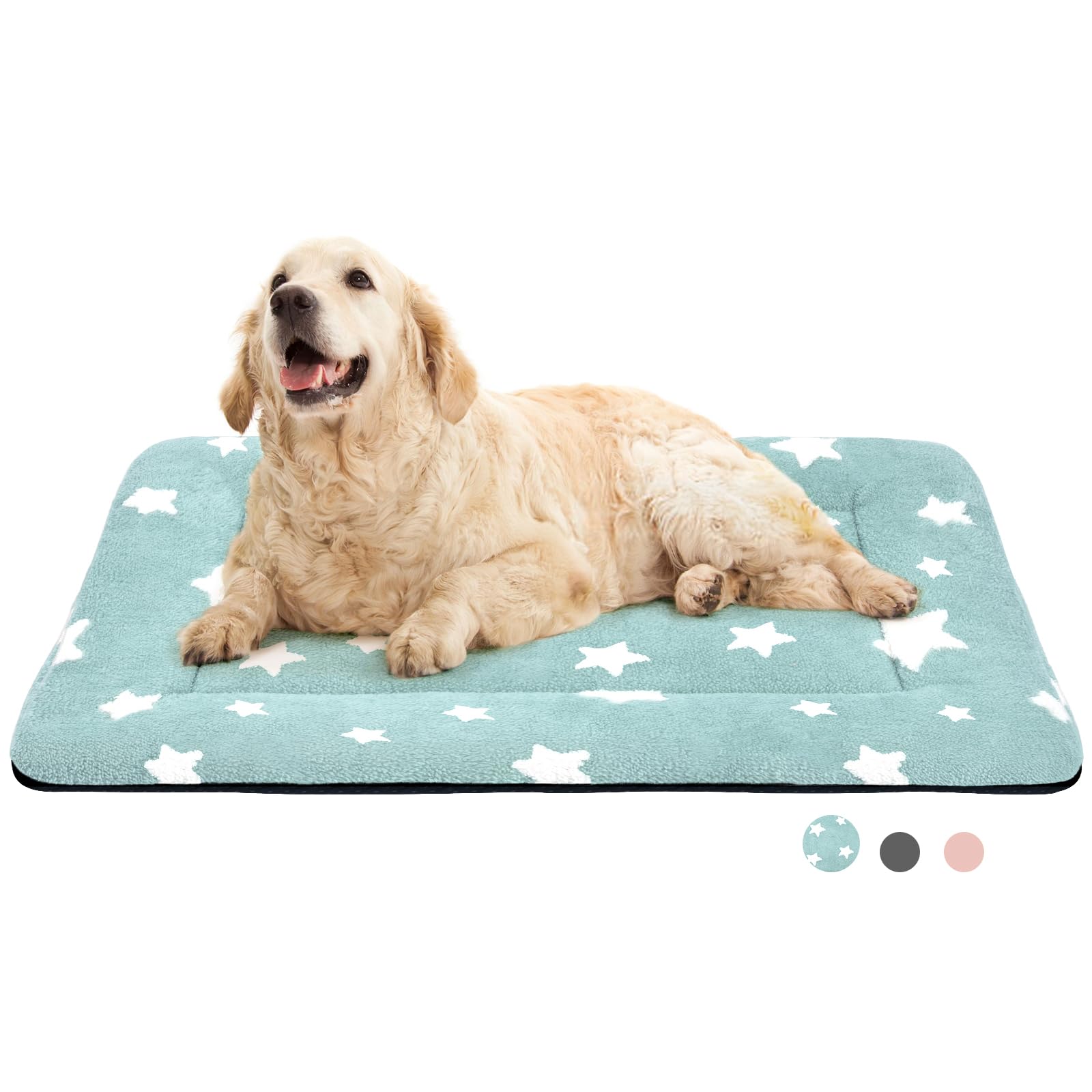 MORA PETS Large Dog Bed Mattress 106 x 68cm Soft Dog Crate Bed Mat Pad Washable Pet Cushion Cute Flat Bedding for Medium and Large Pets Blue