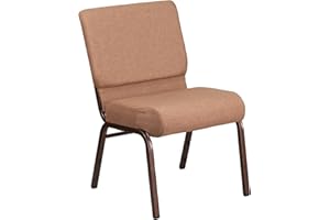 Flash Furniture HERCULES Series 21''W Stacking Church Chair in Caramel Fabric - Copper Vein Frame