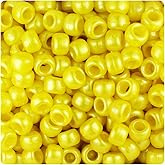 BeadTin Yellow Pearl 9mm Barrel Plastic Pony Beads (500pcs)