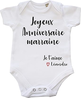 Dstny Body Bebe Joyeux Anniversaire Marraine Je T Aime Prenom A Personnsaliser Vetement Pour Bebe Amazon Fr Vetements Et Accessoires