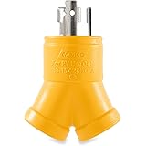 Camco PowerGrip Heavy Duty 3-Prong Generator Adapter (30M/2 x 15F) - Durable Construction for Safe and Simple Use - (55433)