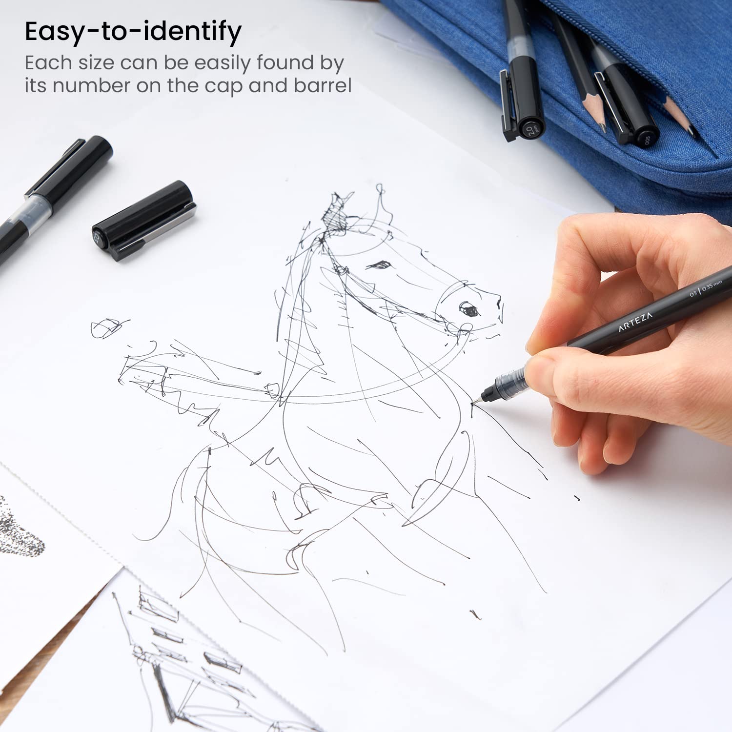 Mua ARTEZA Micro-Line Ink Pens, Set of 5, Black Fineliners with ...