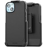 Encased Thin Armor Designed for iPhone 14 Belt Clip Case, Slim Fit Phone Case with Holster (Matte Black)