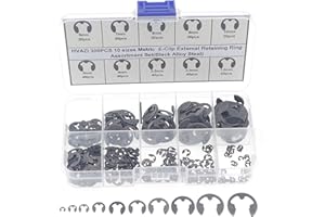 HVAZI 300PCS E-Clip External Retaining Ring Assortment Set(Black Alloy Steel)