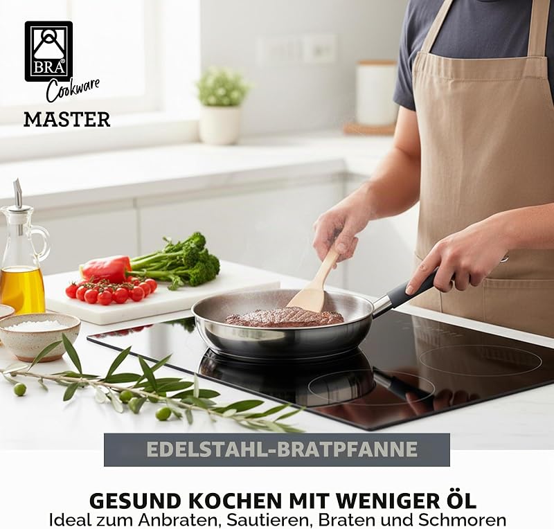 Master | 24 cm große Pfanne, Edelstahl, Ohne Antihaftbeschichtung