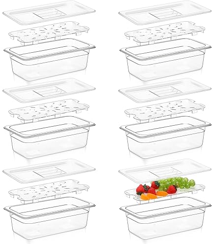 Sieral - Contenedores Transparentes Para Preparación De Alimentos De Tamaño 1/6 Con Tapas, Barra