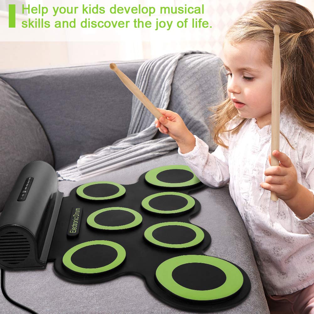 Batterie Électronique Pliable NEWFUN – 7 Pads Silicone, Baguettes + Pédales, Son Réaliste Pour Débutants Et Enfants