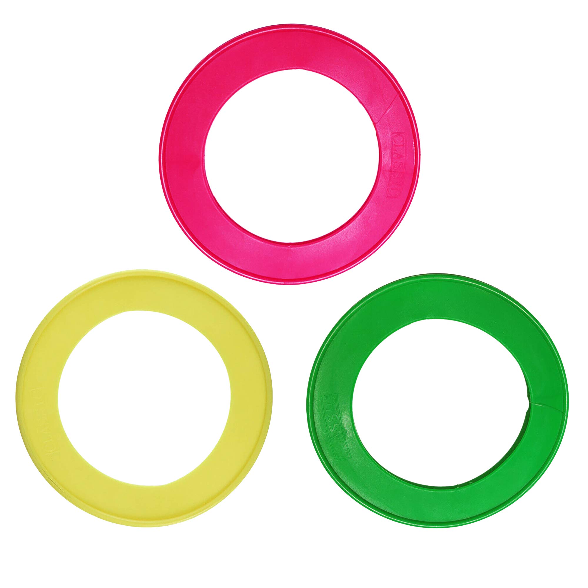 Classic Vinyl Fling A Ring Dog Toy (Pack Of 12) (One Size) (Green/Yellow/Pink)