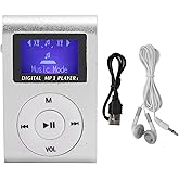 Portable Mini MP3 Music Player with Clip, USB & LCD Screen, Supports 32GB Memory Card, Earphone & USB Cable (Silver)