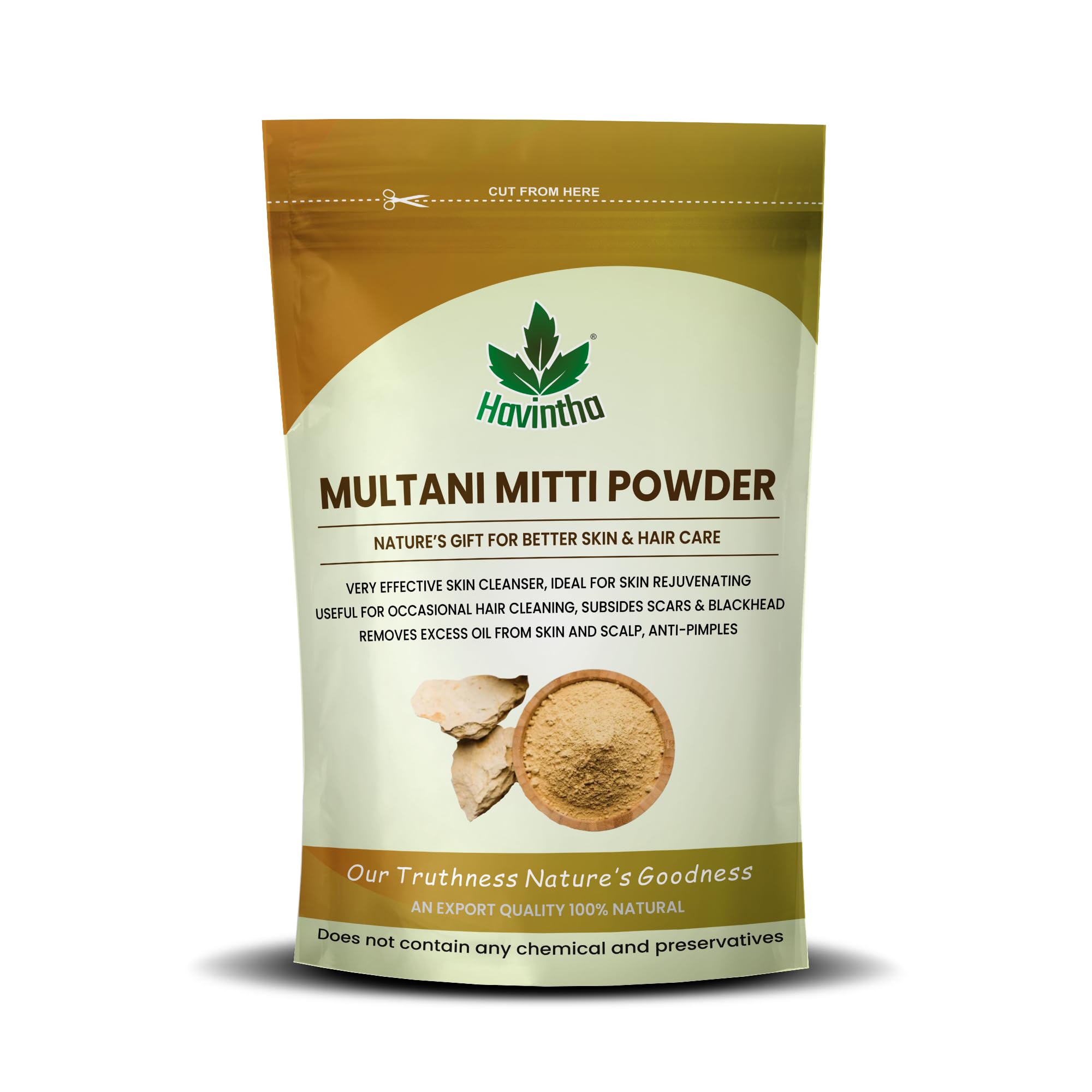 Havintha Natural Multani Mitti Powder Product Of Havintha, Natural Fullers Earth, 227 G |