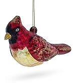 Red Cardinal Bird Glittered Glass Christmas Ornament