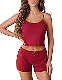 Avidlove Women Cami Pajama Set Ribbed Sleepwear