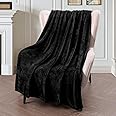 Exclusivo Mezcla Extra Large Fleece Throw Blanket for Couch, Sofa, 300GSM Super Soft and Warm Blankets, Black Throw All Season Use, Cozy, Plush, Lightweight, 50x70 Inches