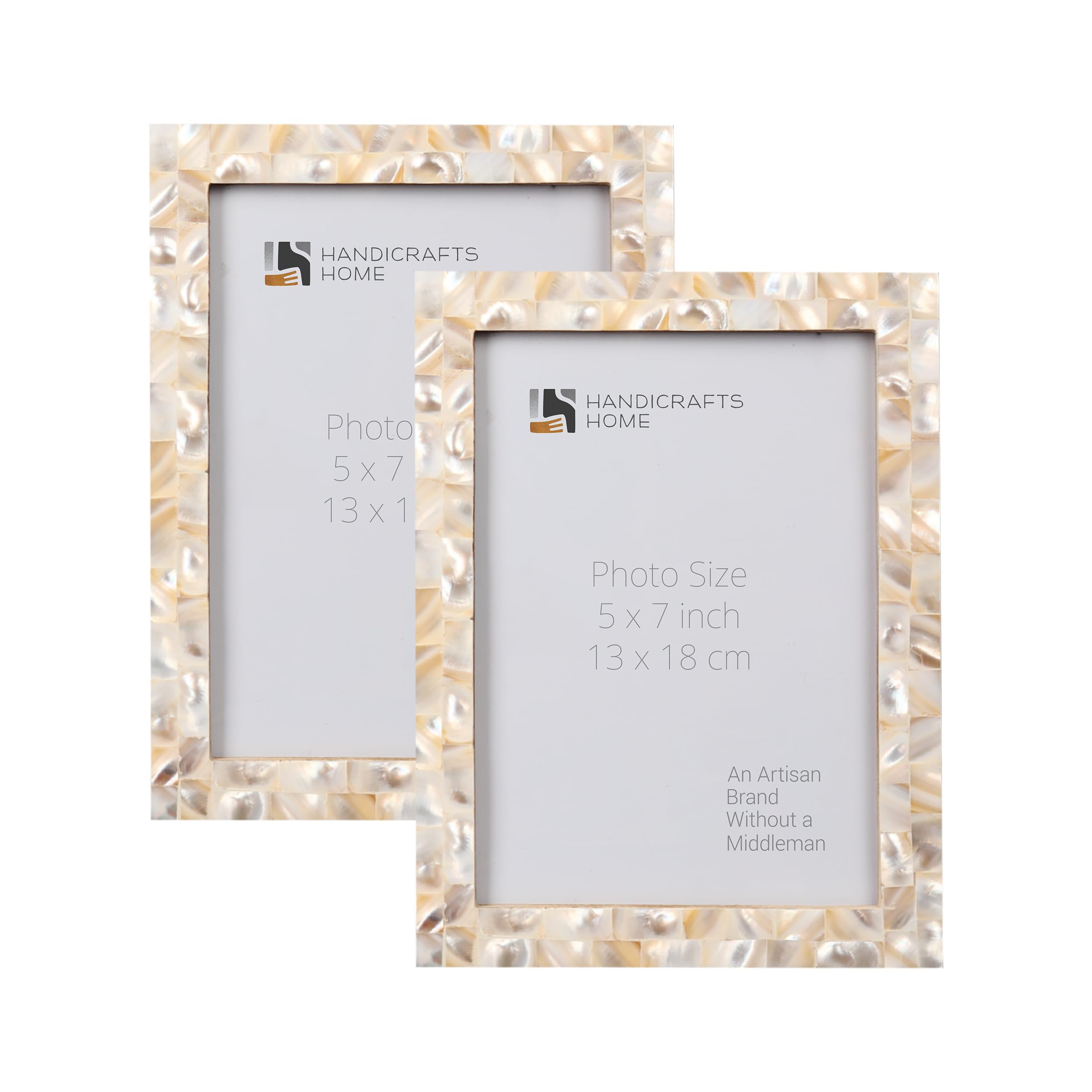 Handicrafts Home 5x7 Picture Frame Set of 2 Mother of Pearl Collection, Handcrafted Photo Frame, Small Picture Frame for Office Desk Decor, Vintage Picture Frames, Gift for Her, Thanksgiving Gift — image 1